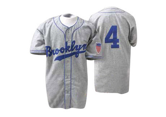 Authentic Los Angeles Dodgers Babe Herman Mitchell and Ness 1945 Throwback Jersey - Grey