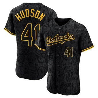 Authentic Los Angeles Dodgers Daniel Hudson Snake Skin City Jersey - Black