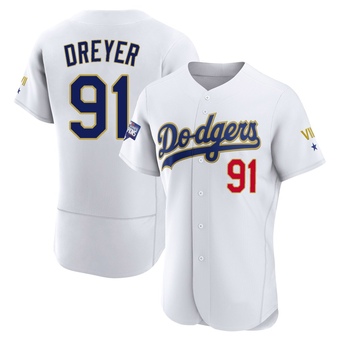 Authentic Los Angeles Dodgers Jack Dreyer White/ 2021 Program Player Jersey - Gold