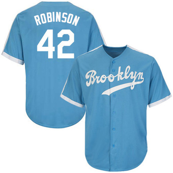 Authentic Los Angeles Dodgers Jackie Robinson Mitchell and Ness Throwback Jersey - Light Blue