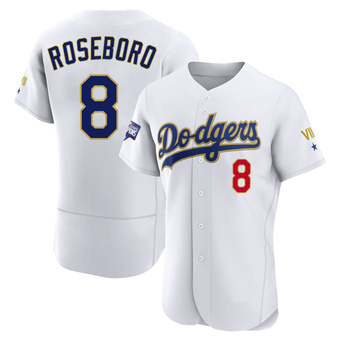 Authentic Los Angeles Dodgers John Roseboro White/ 2021 Program Player Jersey - Gold