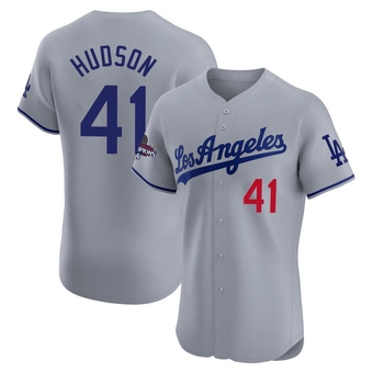 Elite Los Angeles Dodgers Daniel Hudson Road World Series Champions Jersey - Gray