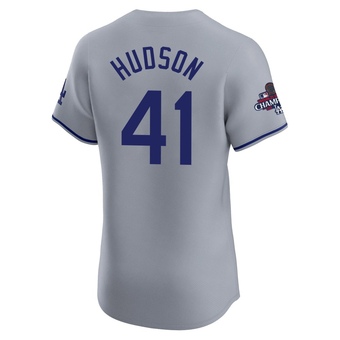 Elite Los Angeles Dodgers Daniel Hudson Road World Series Champions Jersey - Gray