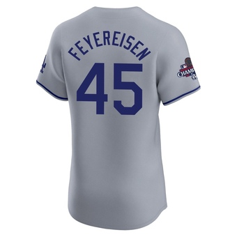 Elite Los Angeles Dodgers J.P. Feyereisen Road World Series Champions Jersey - Gray