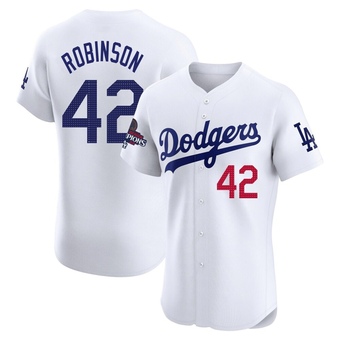 Elite Los Angeles Dodgers Jackie Robinson Home World Series Champions Jersey - White