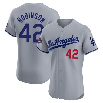 Elite Los Angeles Dodgers Jackie Robinson Road World Series Champions Jersey - Gray