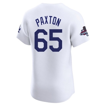 Elite Los Angeles Dodgers James Paxton Home World Series Champions Jersey - White