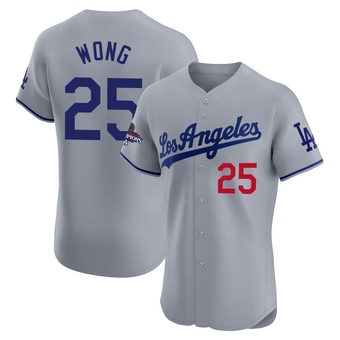 Elite Los Angeles Dodgers Kolten Wong Road World Series Champions Jersey - Gray