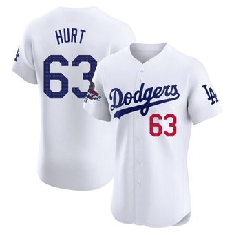 Elite Los Angeles Dodgers Kyle Hurt Home World Series Champions Jersey - White