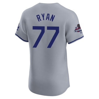 Elite Los Angeles Dodgers River Ryan Road World Series Champions Jersey - Gray