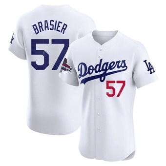 Elite Los Angeles Dodgers Ryan Brasier Home World Series Champions Jersey - White