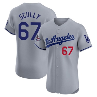 Elite Los Angeles Dodgers Vin Scully Road World Series Champions Jersey - Gray