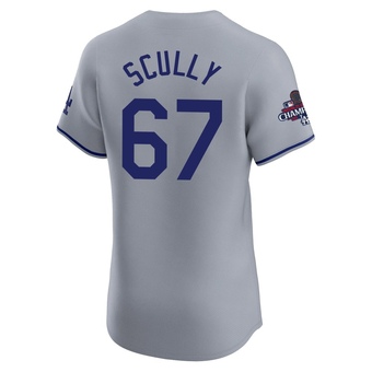 Elite Los Angeles Dodgers Vin Scully Road World Series Champions Jersey - Gray