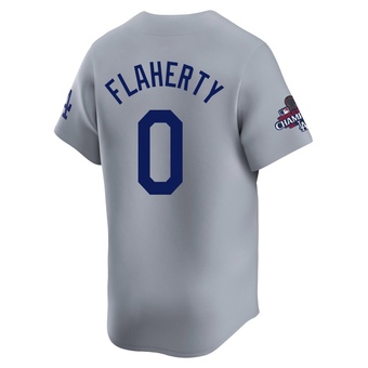 Limited Los Angeles Dodgers Jack Flaherty Away World Series Champions Jersey - Gray