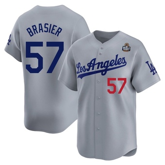 Limited Los Angeles Dodgers Ryan Brasier Away 2024 World Series Jersey - Gray