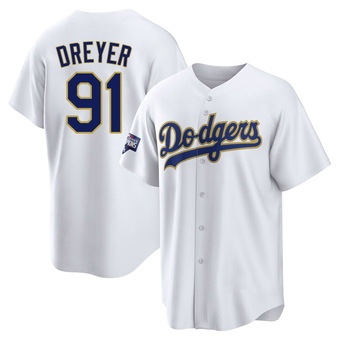 Replica Los Angeles Dodgers Jack Dreyer White/ 2021 Program Player Jersey - Gold