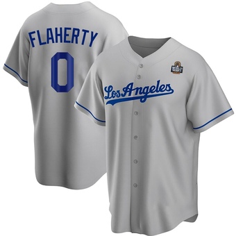 Replica Los Angeles Dodgers Jack Flaherty Road 2024 World Series Jersey - Gray