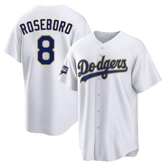 Replica Los Angeles Dodgers John Roseboro White/ 2021 Program Player Jersey - Gold