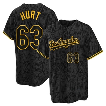 Replica Los Angeles Dodgers Kyle Hurt Snake Skin City Jersey - Black