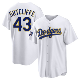 Replica Los Angeles Dodgers Rick Sutcliffe White/ 2021 Program Player Jersey - Gold