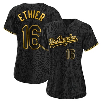 Women's Authentic Los Angeles Dodgers Andre Ethier Snake Skin City Jersey - Black