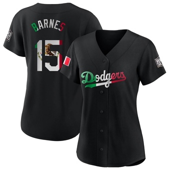 Women's Authentic Los Angeles Dodgers Austin Barnes Mexican Flag Jersey - Black