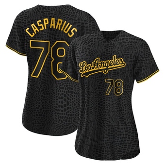 Women's Authentic Los Angeles Dodgers Ben Casparius Snake Skin City Jersey - Black