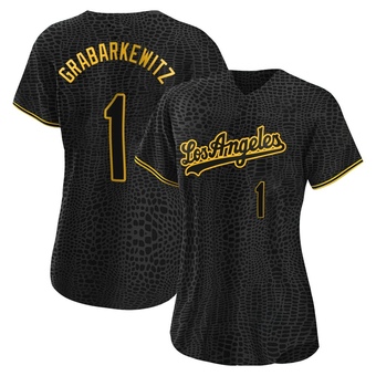 Women's Authentic Los Angeles Dodgers Billy Grabarkewitz Snake Skin City Jersey - Black