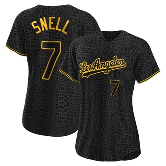 Women's Authentic Los Angeles Dodgers Blake Snell Snake Skin City Jersey - Black