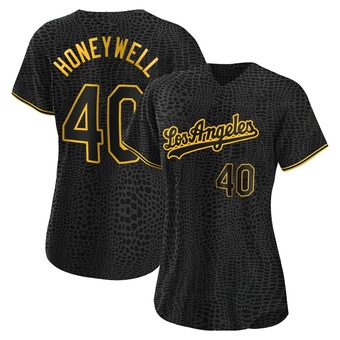 Women's Authentic Los Angeles Dodgers Brent Honeywell Snake Skin City Jersey - Black