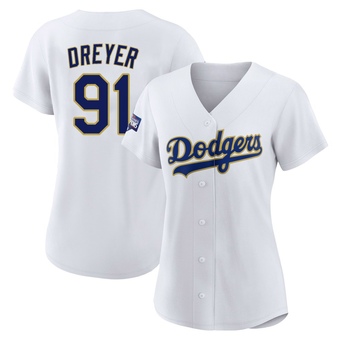 Women's Authentic Los Angeles Dodgers Jack Dreyer White/ 2021 Program Player Jersey - Gold