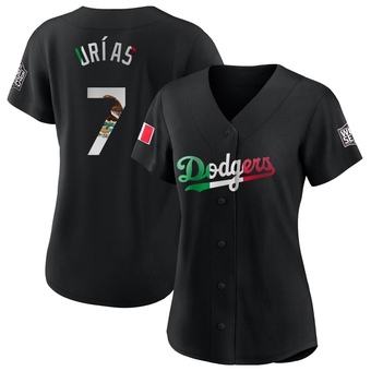 Women's Authentic Los Angeles Dodgers Julio Urias Mexican Flag Jersey - Black