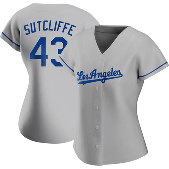 Women's Authentic Los Angeles Dodgers Rick Sutcliffe Road Jersey - Gray