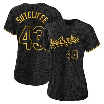 Women's Authentic Los Angeles Dodgers Rick Sutcliffe Snake Skin City Jersey - Black