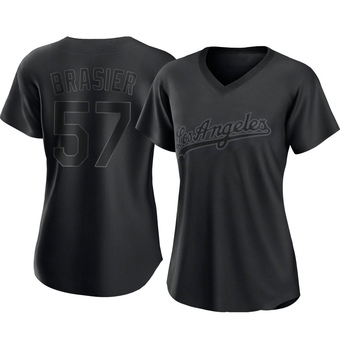 Women's Authentic Los Angeles Dodgers Ryan Brasier Pitch Fashion Jersey - Black