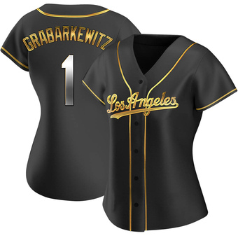 Women's Replica Los Angeles Dodgers Billy Grabarkewitz Alternate Jersey - Black Golden