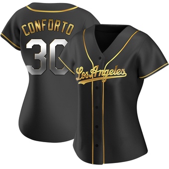 Women's Replica Los Angeles Dodgers Michael Conforto Alternate Jersey - Black Golden