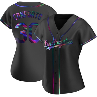 Women's Replica Los Angeles Dodgers Michael Conforto Alternate Jersey - Black Holographic