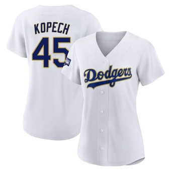 Women's Replica Los Angeles Dodgers Michael Kopech White/ 2021 Program Player Jersey - Gold