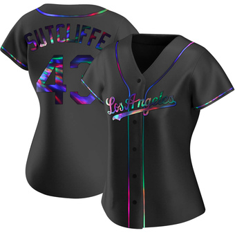 Women's Replica Los Angeles Dodgers Rick Sutcliffe Alternate Jersey - Black Holographic