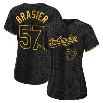 Women's Replica Los Angeles Dodgers Ryan Brasier Snake Skin City Jersey - Black