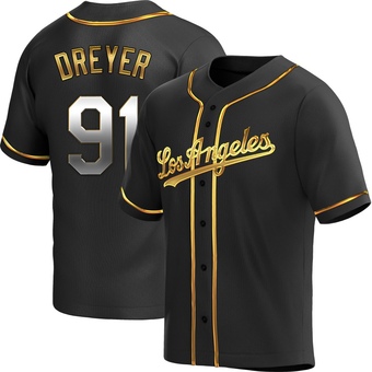 Youth Replica Los Angeles Dodgers Jack Dreyer Alternate Jersey - Black Golden