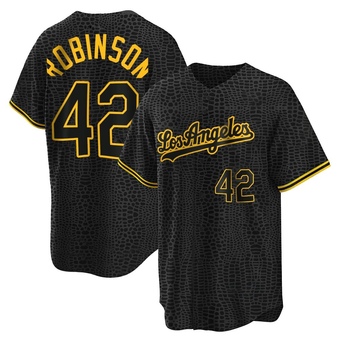 Youth Replica Los Angeles Dodgers Jackie Robinson Snake Skin City Jersey - Black