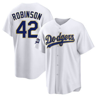 Youth Replica Los Angeles Dodgers Jackie Robinson White/ 2021 Program Player Jersey - Gold