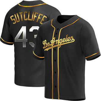 Youth Replica Los Angeles Dodgers Rick Sutcliffe Alternate Jersey - Black Golden