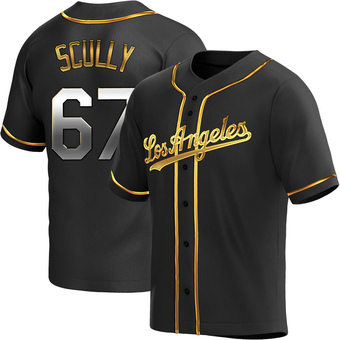 Youth Replica Los Angeles Dodgers Vin Scully Alternate Jersey - Black Golden